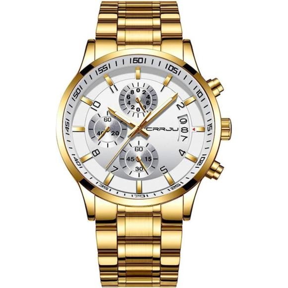 Men's Fashion Stainless Steel Watches Date Waterproof Chronograph Wristwatches